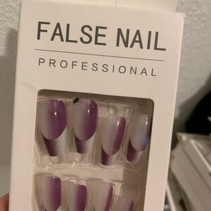 Purple and White False Nail Set